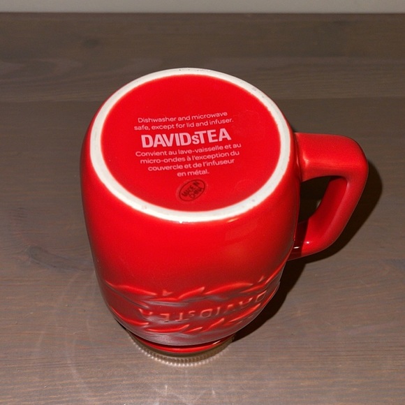 David’s Tea Red Ceramic Jar Mug with Lid and Infuser - Picture 7 of 11